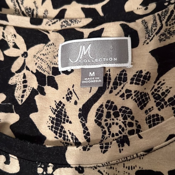 JM Collection | Florals and Flourishes Black and Tan Top - Picture 8 of 10